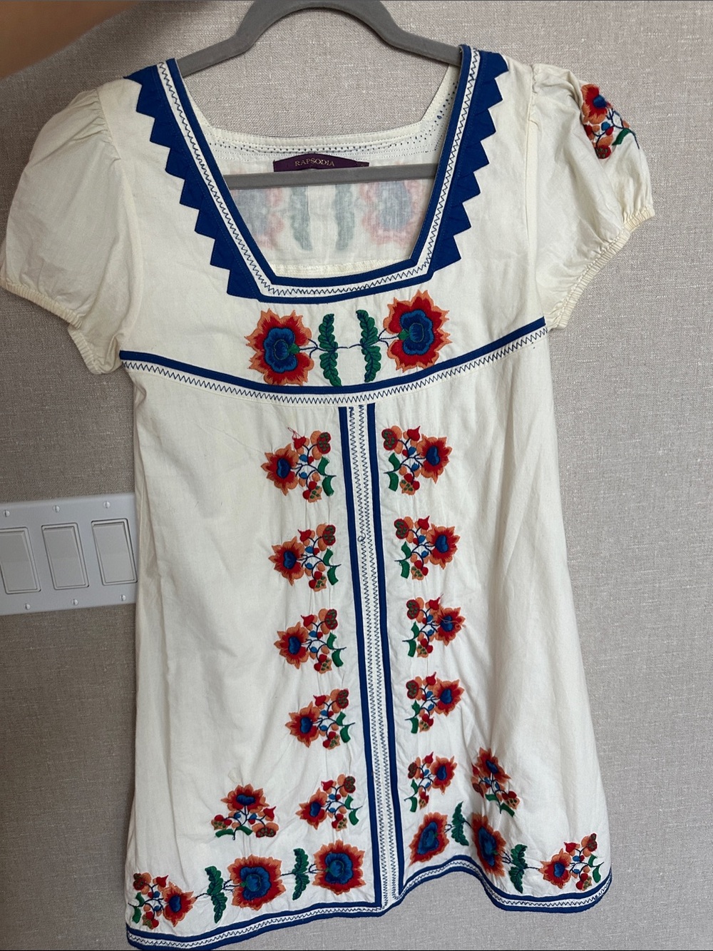 Rapsodia Embroidered Boho Top | Floral Blouse | Size S